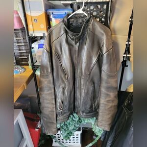 Vintage YKK leather Motorcycle jacket w/side laces
